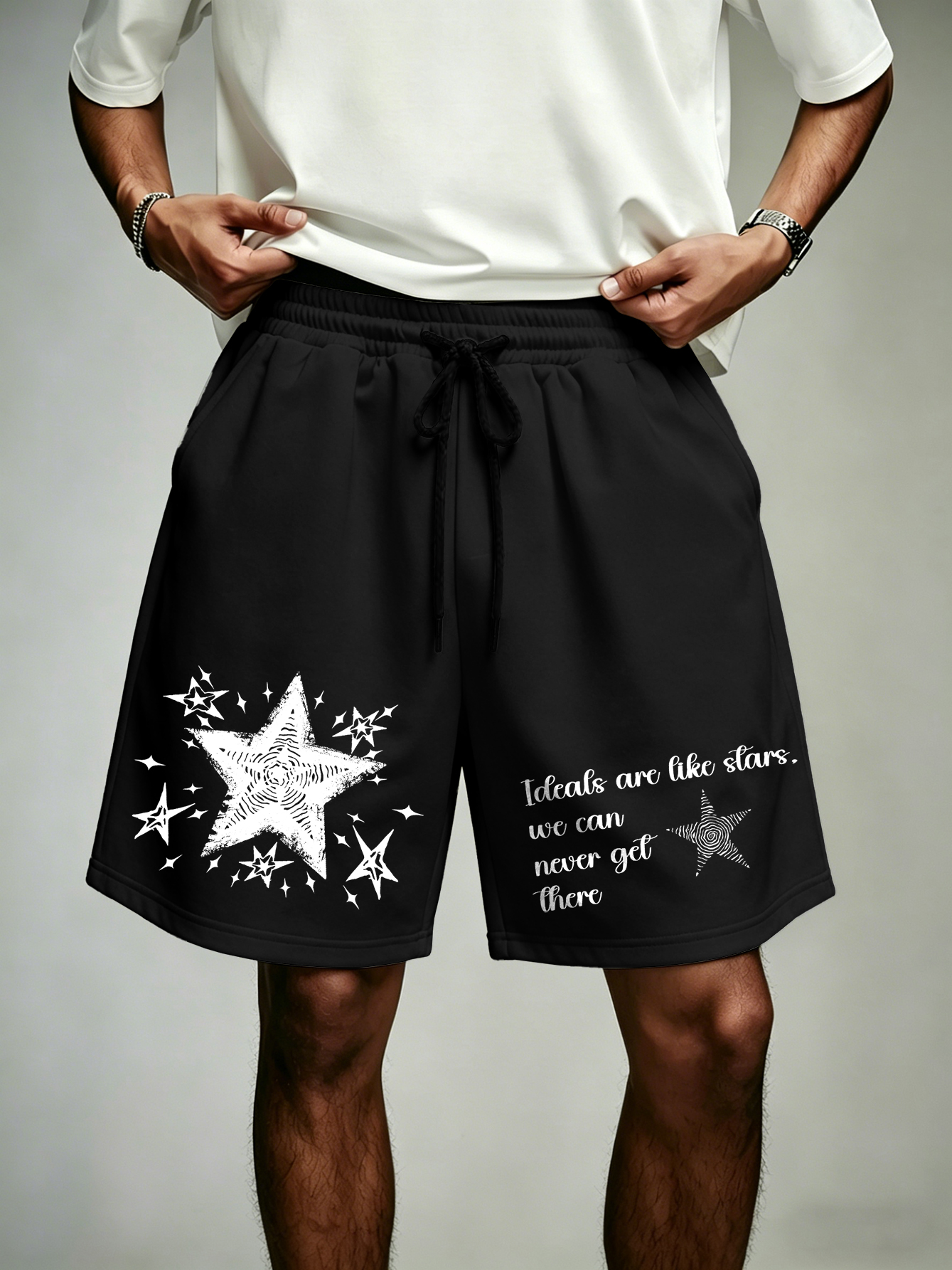 Streetwear Brand Slogans - Men's Oversized Gothic Streetwear Shorts Brand
