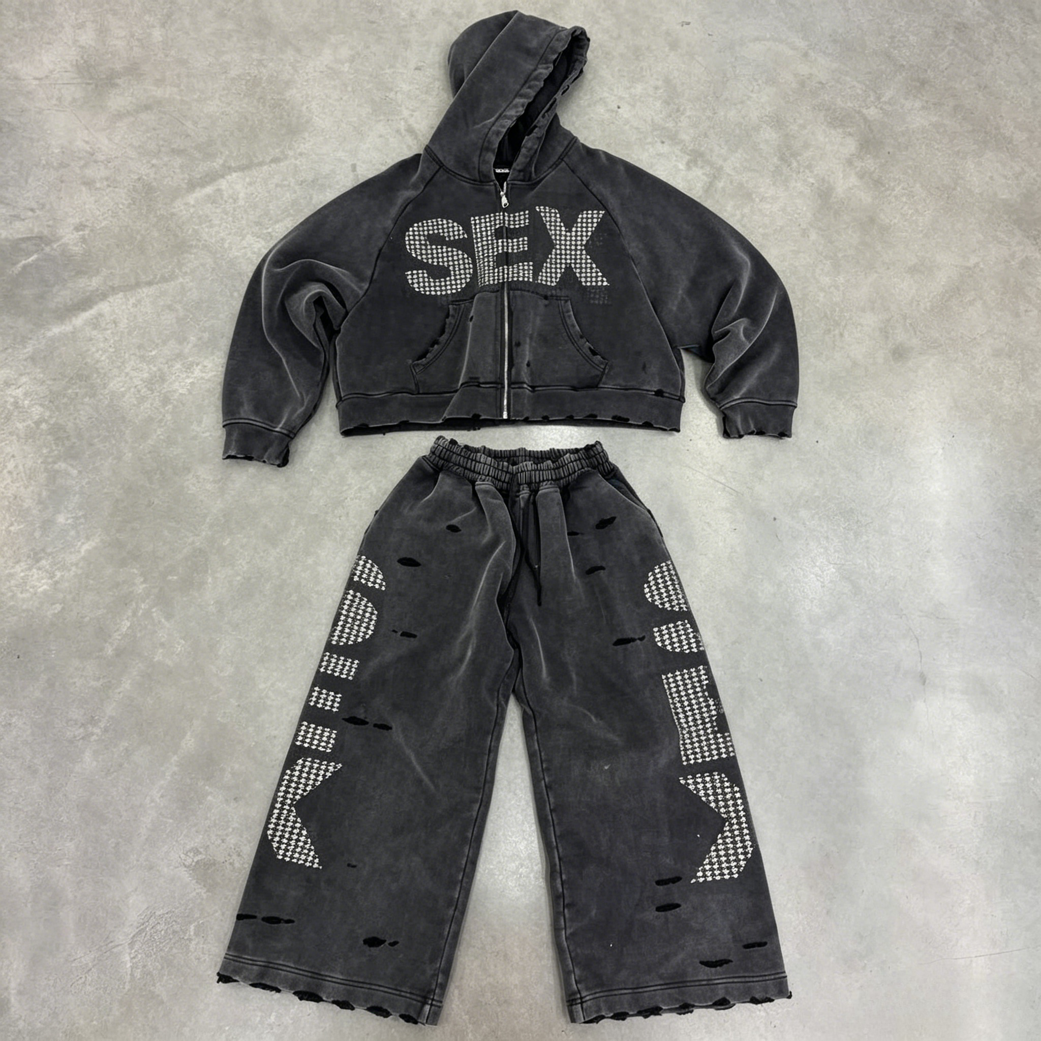 Streetwear Brand Y2K - Y2K Sex Hoodie Set Oversized Retro