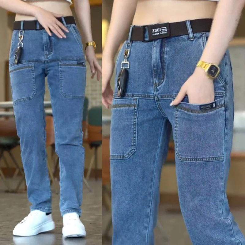 Streetwear Brand England - Men Cargo Pants Slim Stretch Jeans