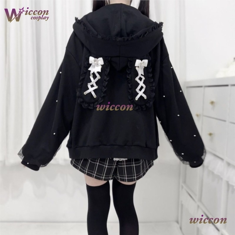 Streetwear Brand Y2K - Rabbit's Ears Bow Hoodies Elegant Casual