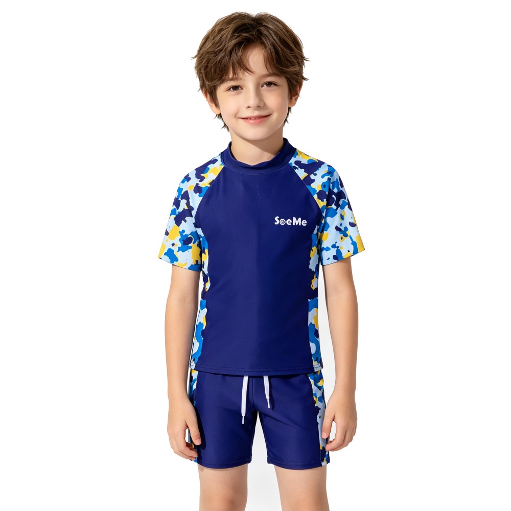 A Bathing Ape Camo - Boys Swimsuit Summer 2Pcs Rash Guard