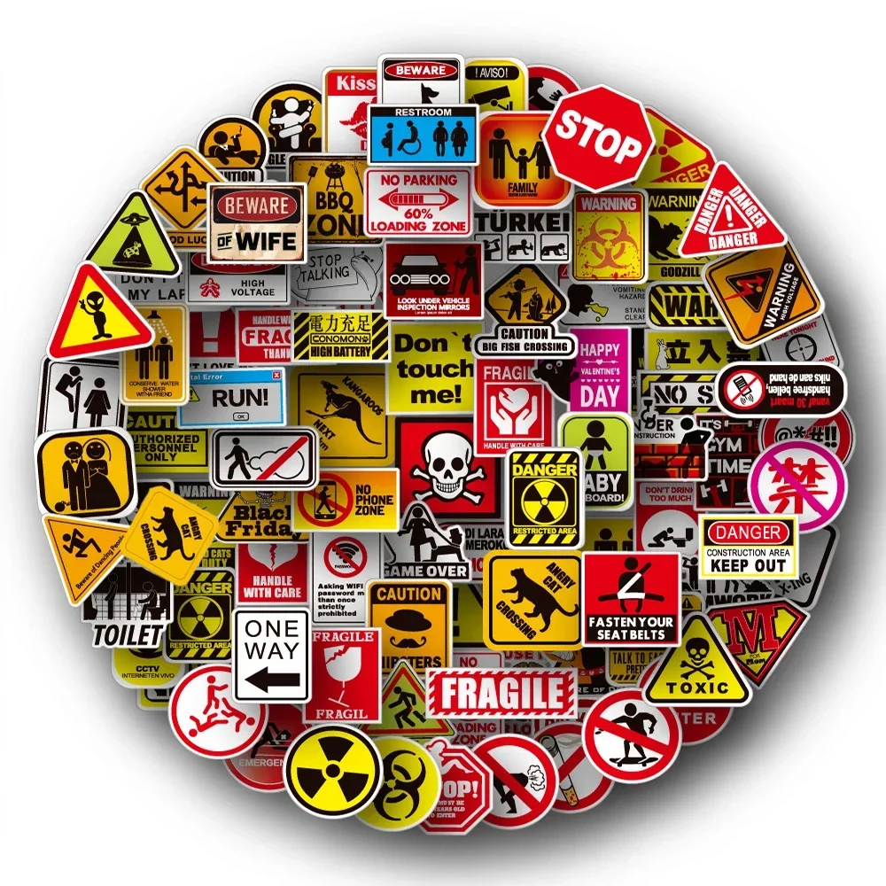 50/100pcs Cartoon Warning Stic - огляд і ціна Streetwear Brand Stickers