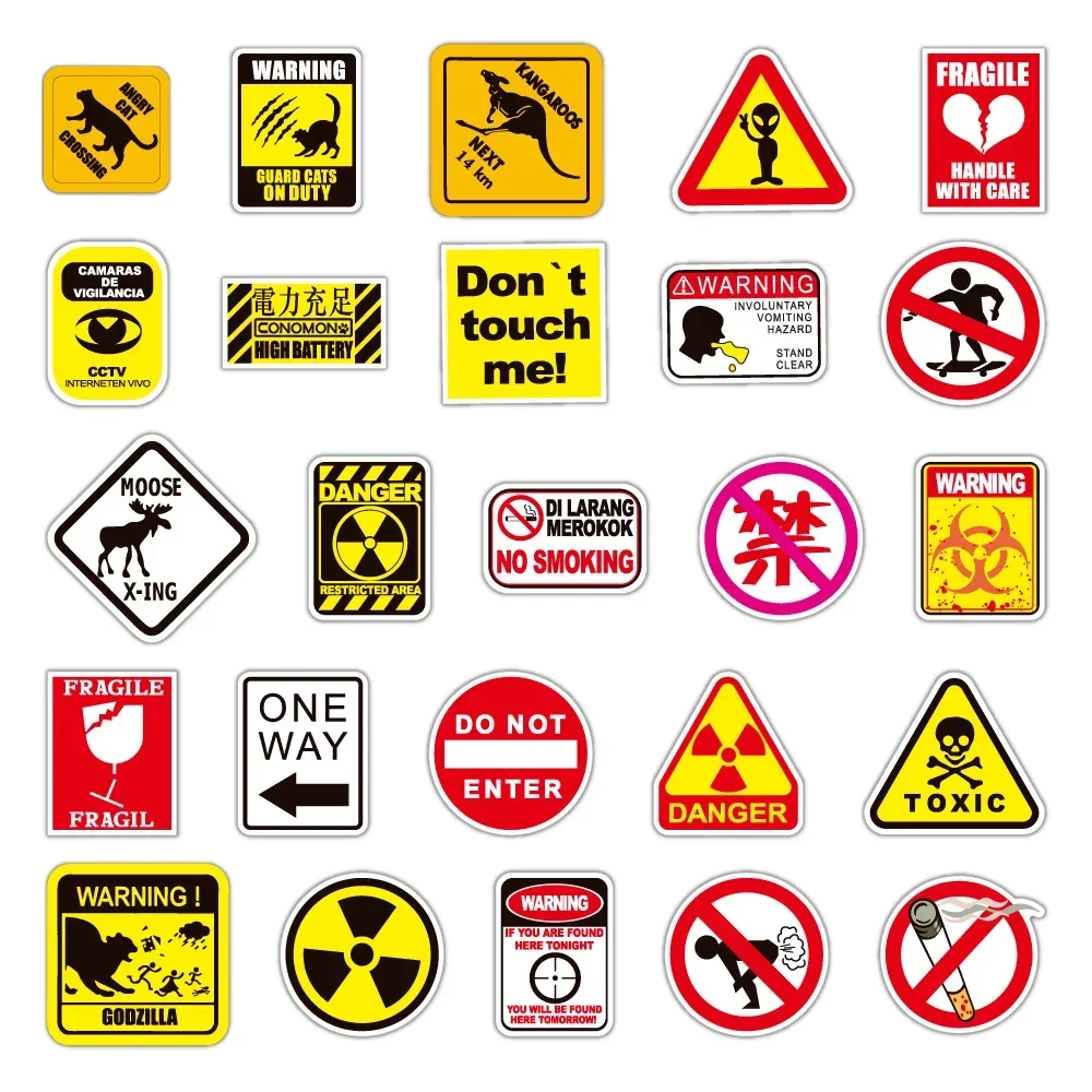 50/100pcs Cartoon Warning Stic - огляд і ціна Streetwear Brand Stickers
