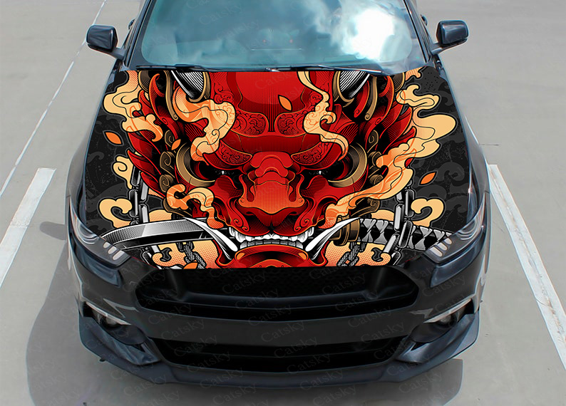 Samurai Oni Mask Car Decal Gra - огляд і ціна Streetwear Brand Stickers