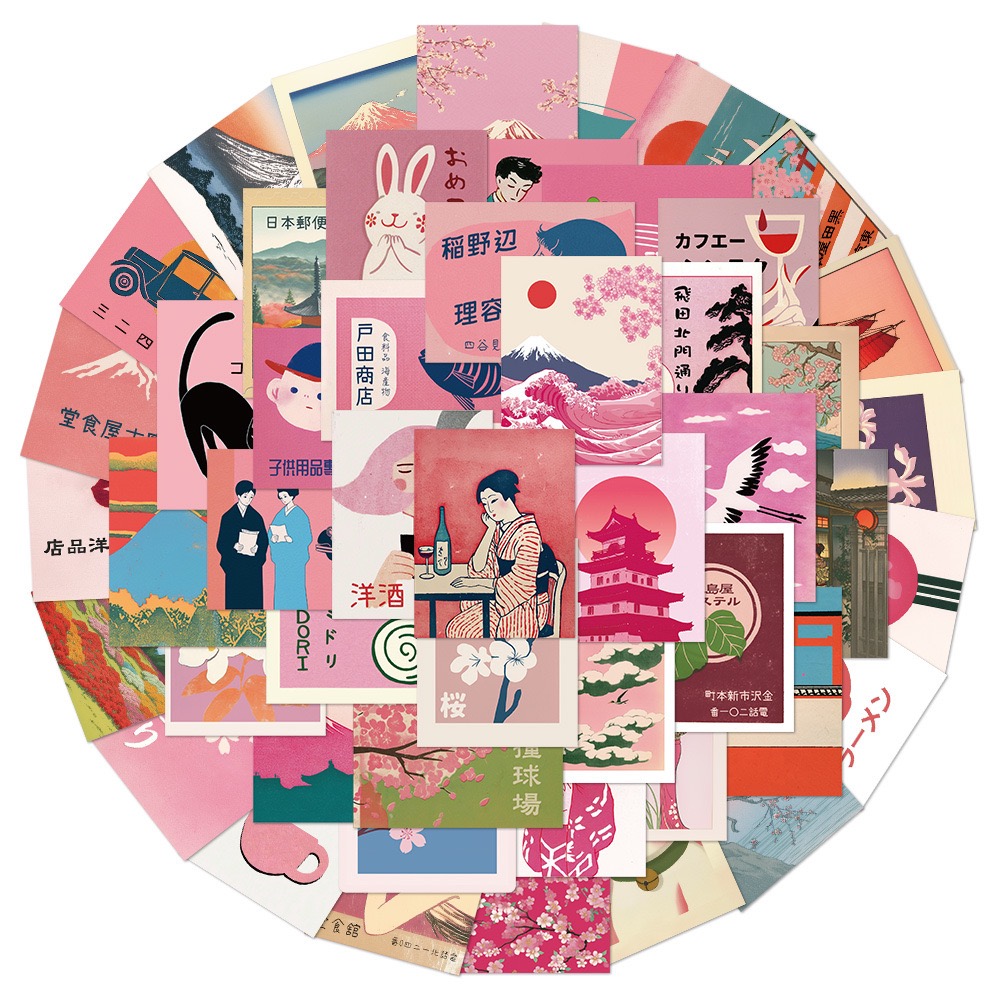 10/50pcs Vintage Pink Japanese - огляд і ціна Streetwear Brand Stickers
