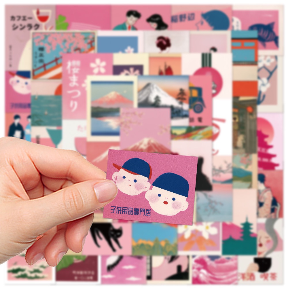 10/50pcs Vintage Pink Japanese - огляд і ціна Streetwear Brand Stickers