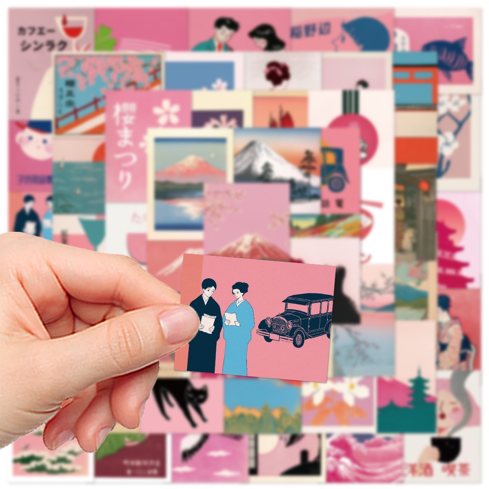 10/50pcs Vintage Pink Japanese - огляд і ціна Streetwear Brand Stickers